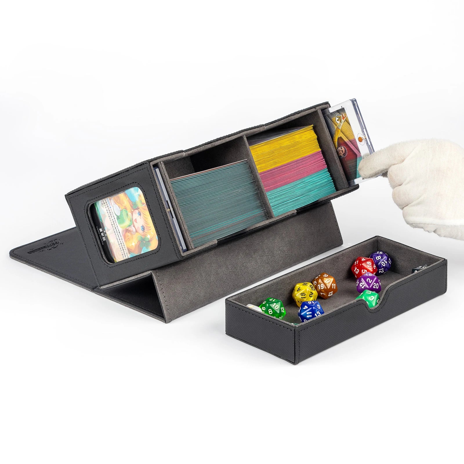 cardcosmos - Deck box premium 200+ Vassoio per Dadi Nero