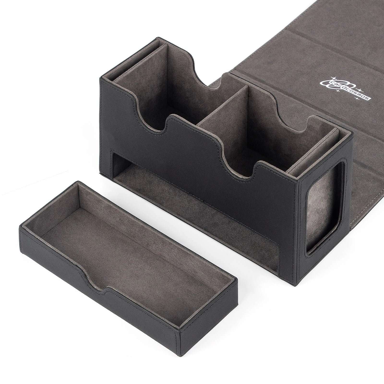 cardcosmos - Deck box premium 200+ Vassoio per Dadi Nero