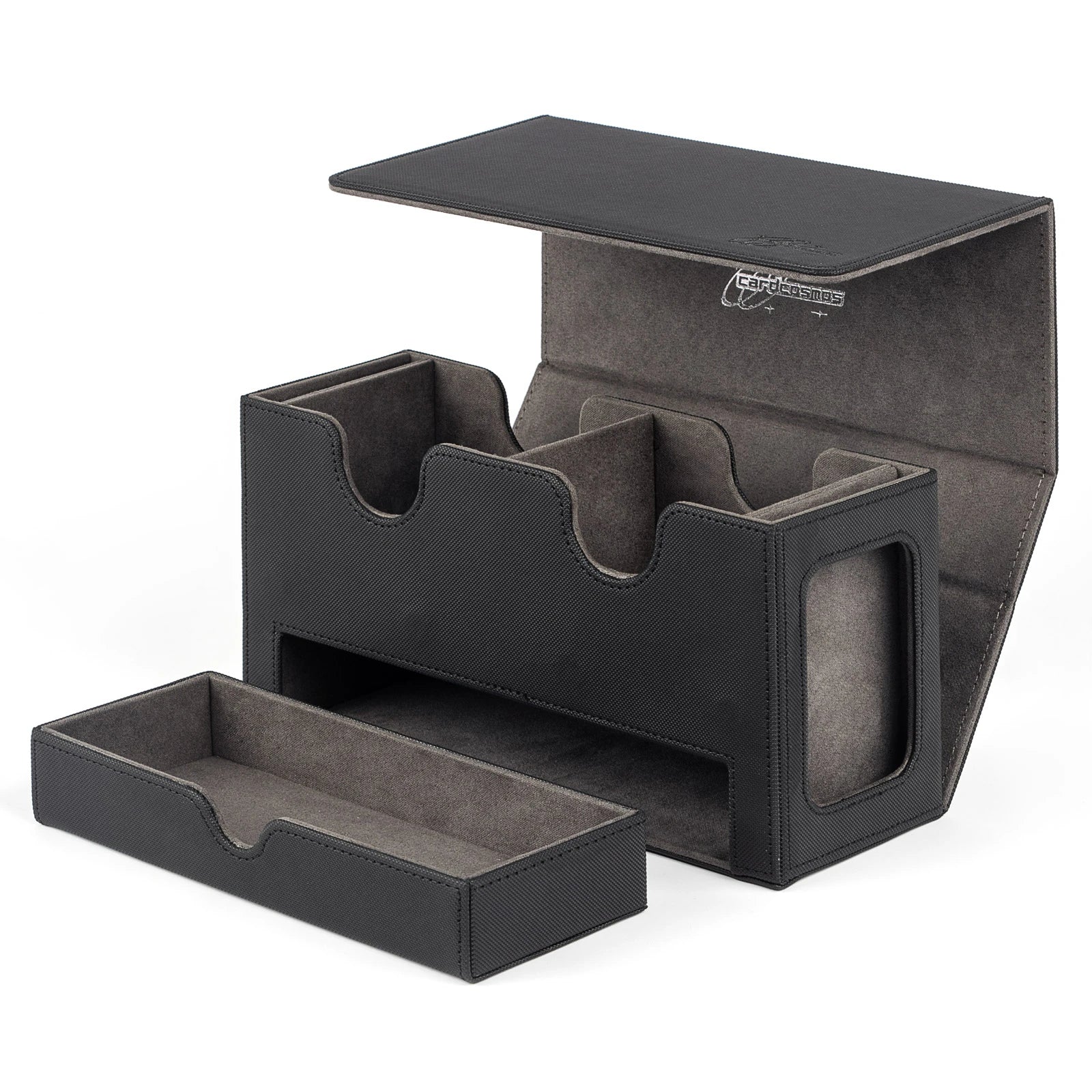 cardcosmos - Deck box premium 200+ Vassoio per Dadi Nero