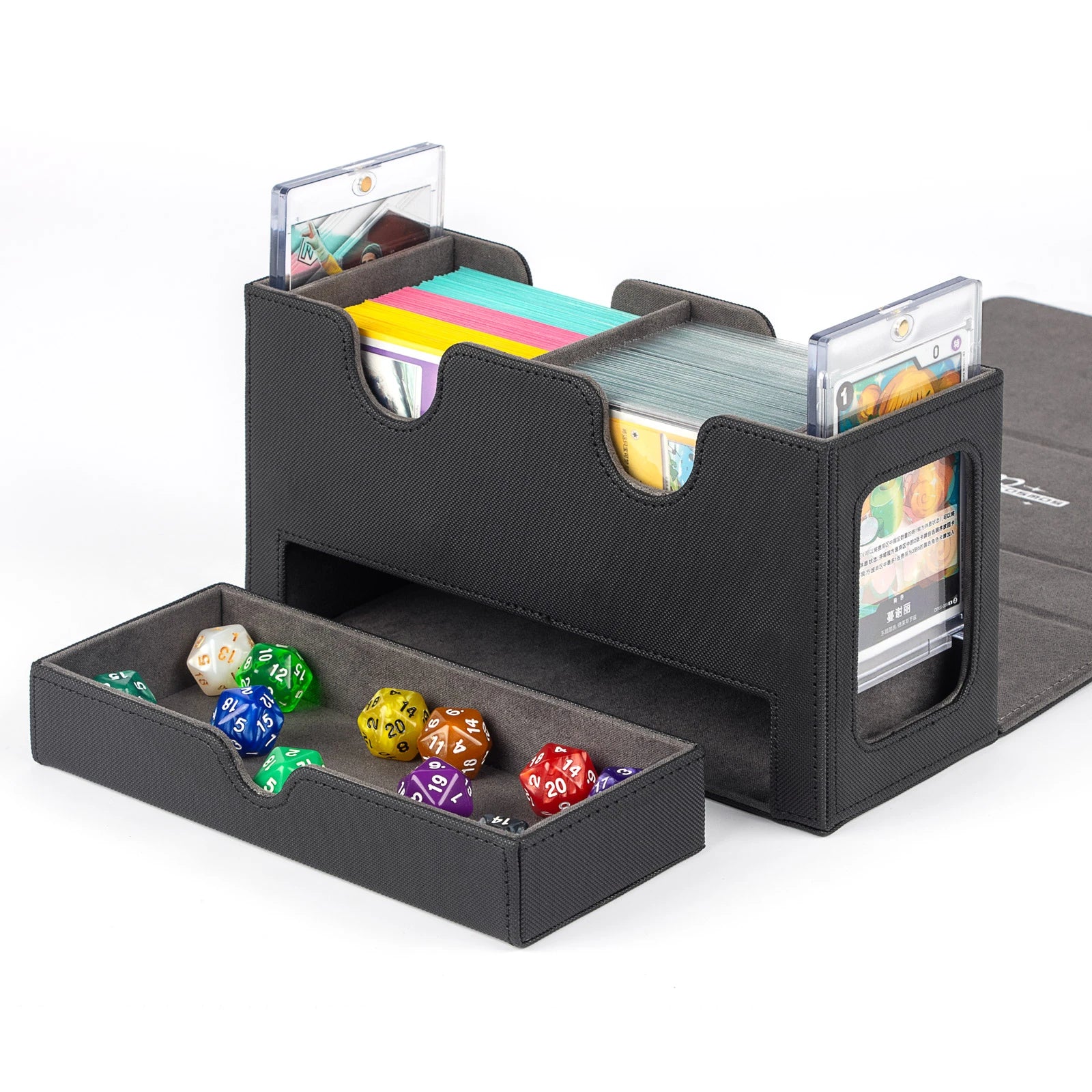 cardcosmos - Deck box premium 200+ Vassoio per Dadi Nero