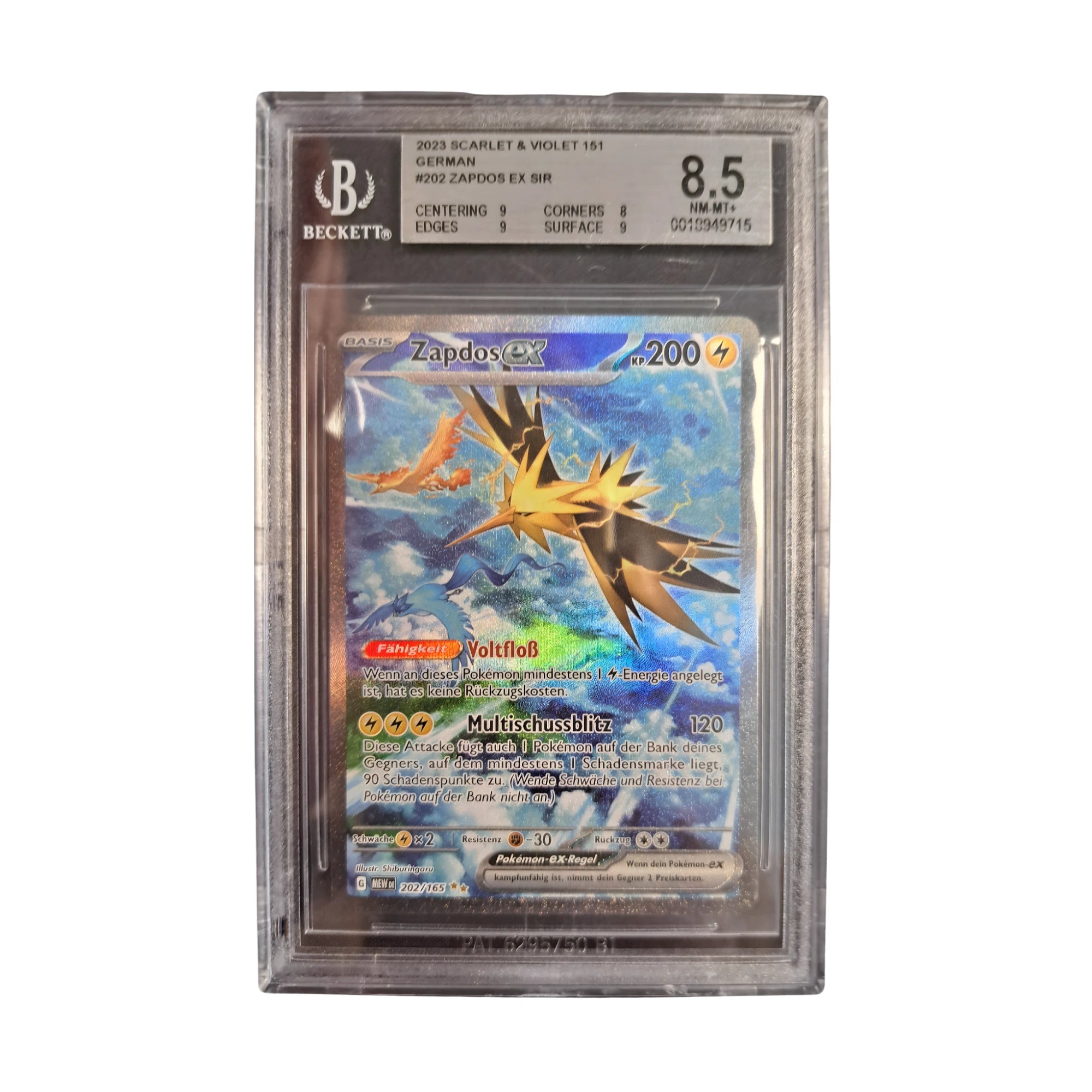 Pokémon - Zapdos ex SIR 202/165 Karmesin & Purpur 151 BGS 8.5 Tedesco