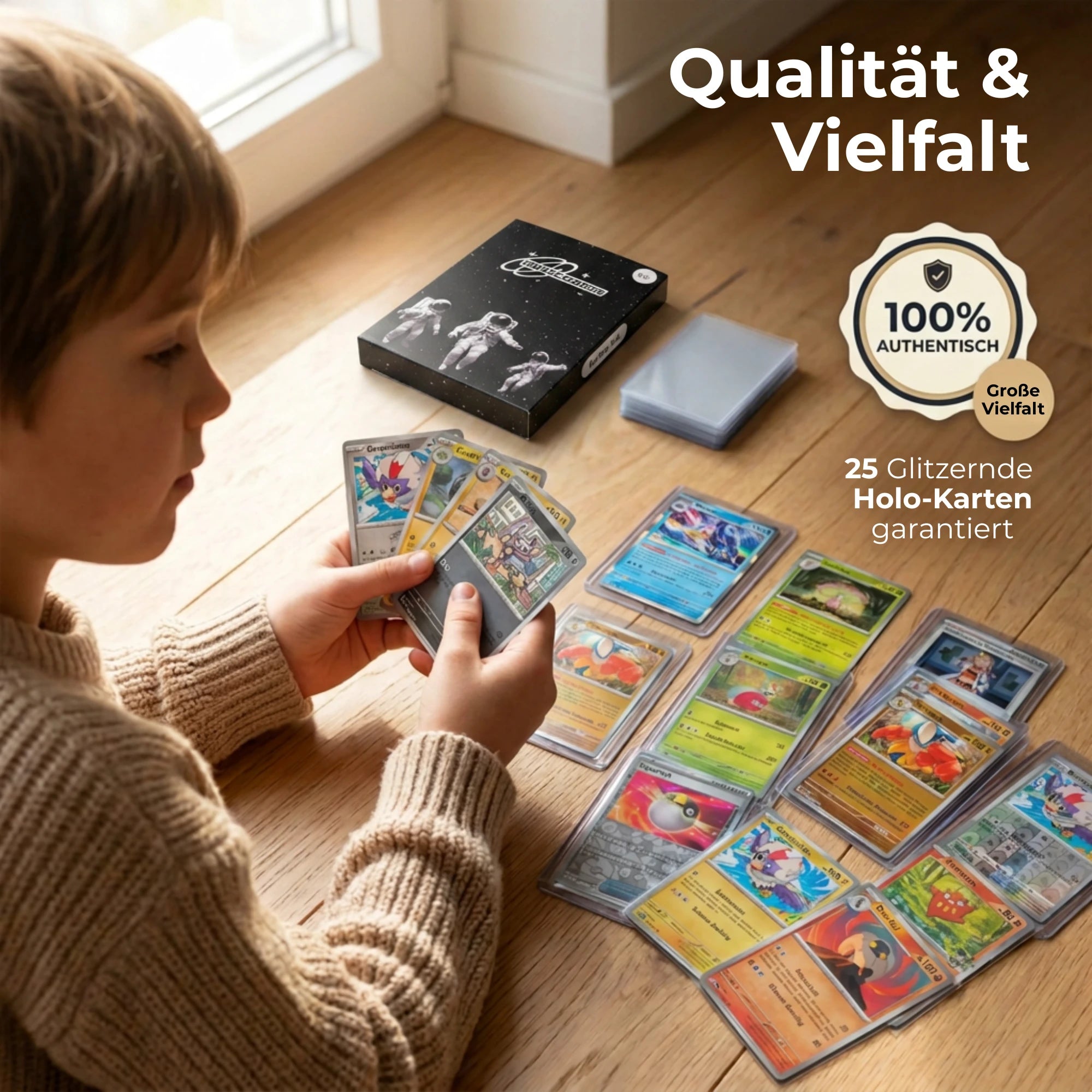 Pokémon Card Set German – 200 cards incl. 25 Holo + 100 Card Sleeves