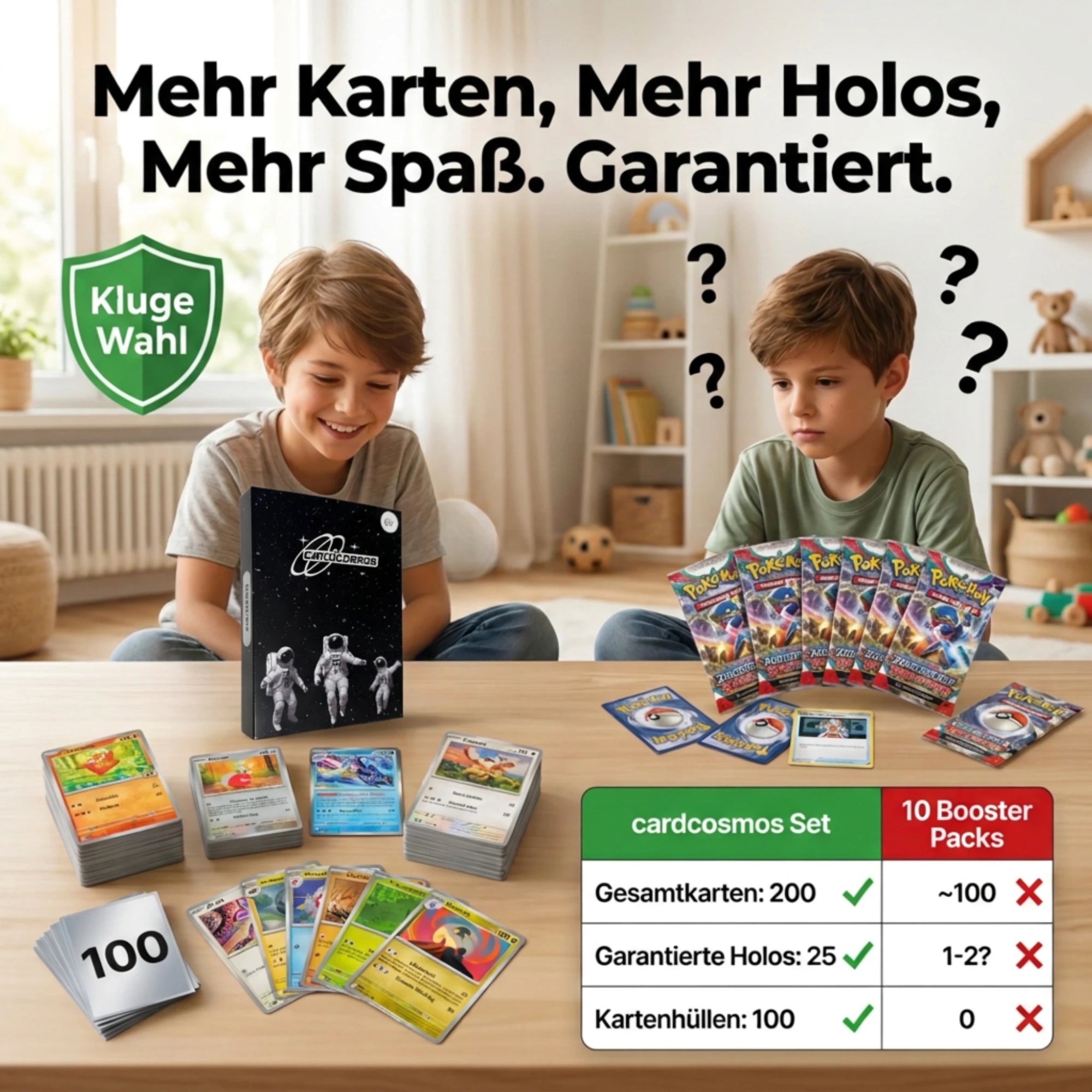 Pokémon Card Set German – 200 cards incl. 25 Holo + 100 Card Sleeves