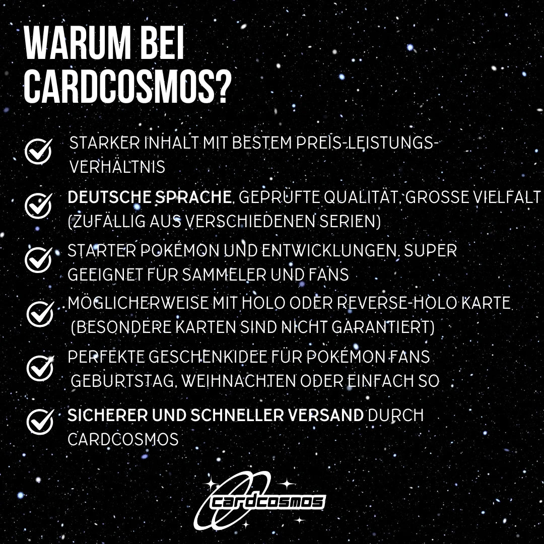 Pokémon Set di carte Tedesco – 10 carte Starter Pokémon & Mega-Entwicklung – Selezionate casualmente