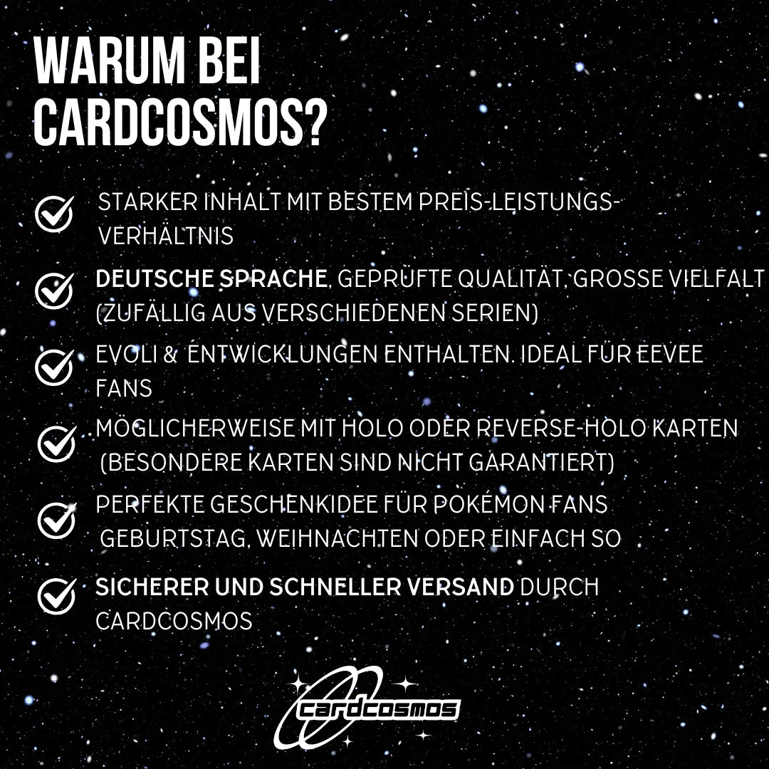 Pokémon Set di carte Tedesco – 5 carte Evoli/Eevee & Mega-Entwicklung – Selezionate casualmente