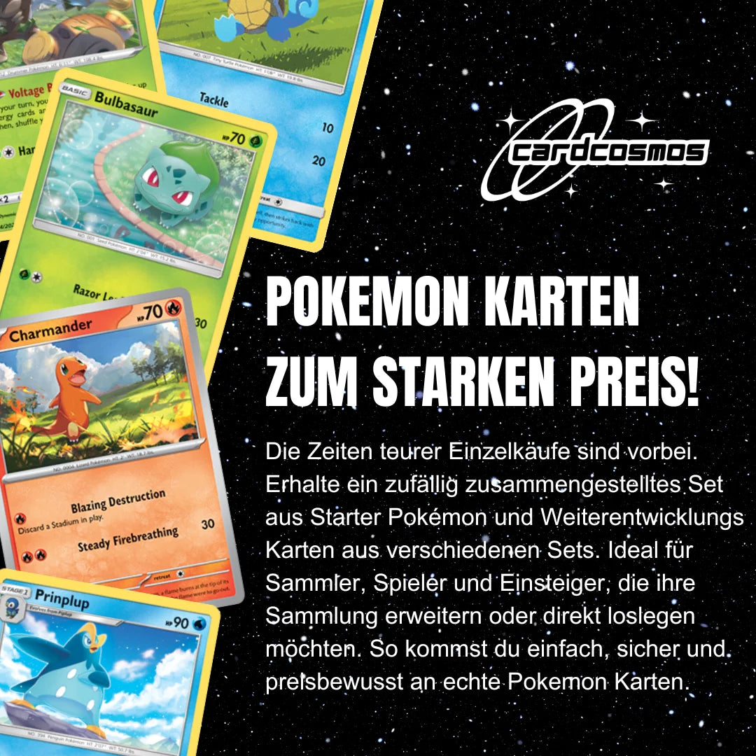 Pokémon Set di carte Inglese – 10 carte Pokémon Starter e evoluzioni – Composizione casuale