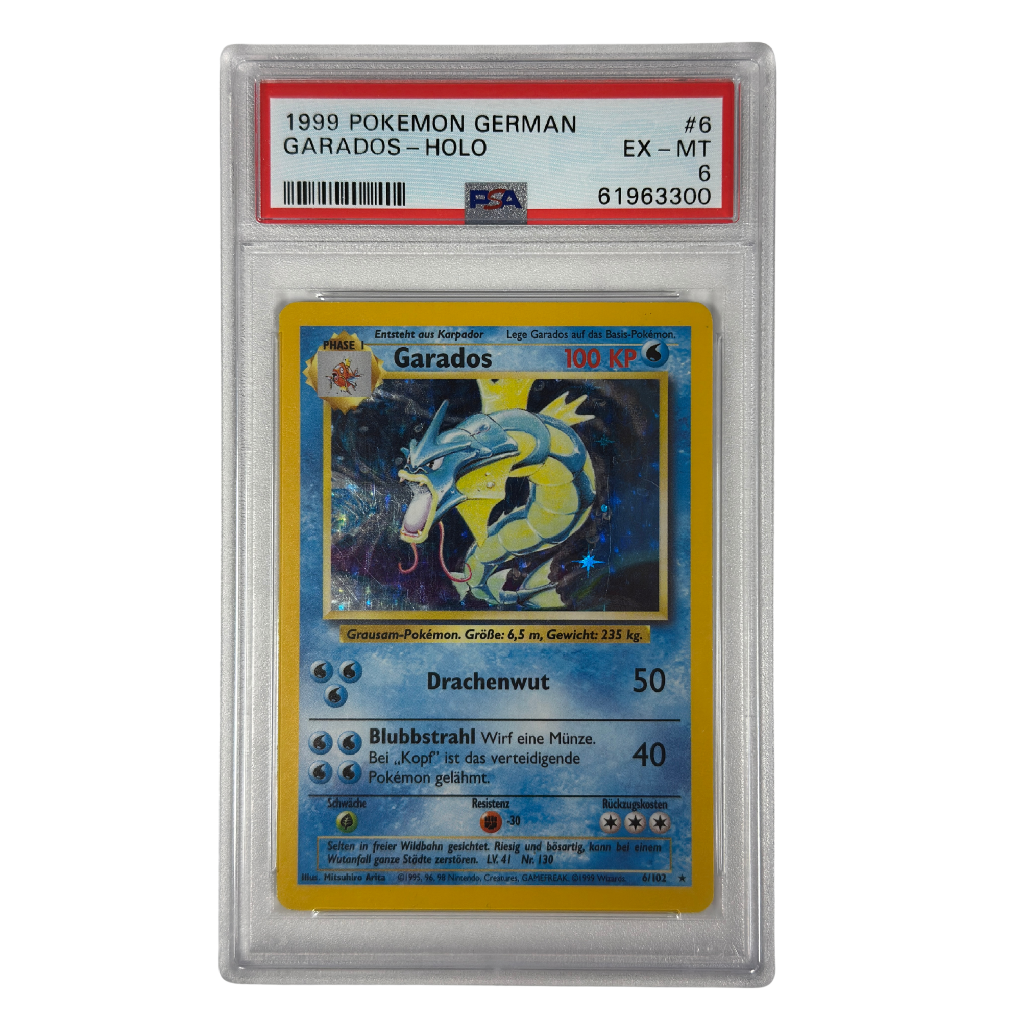 Pokémon - Garados Holo #6/102 Base Set (1999) Tedesco – PSA 6 EX-MT