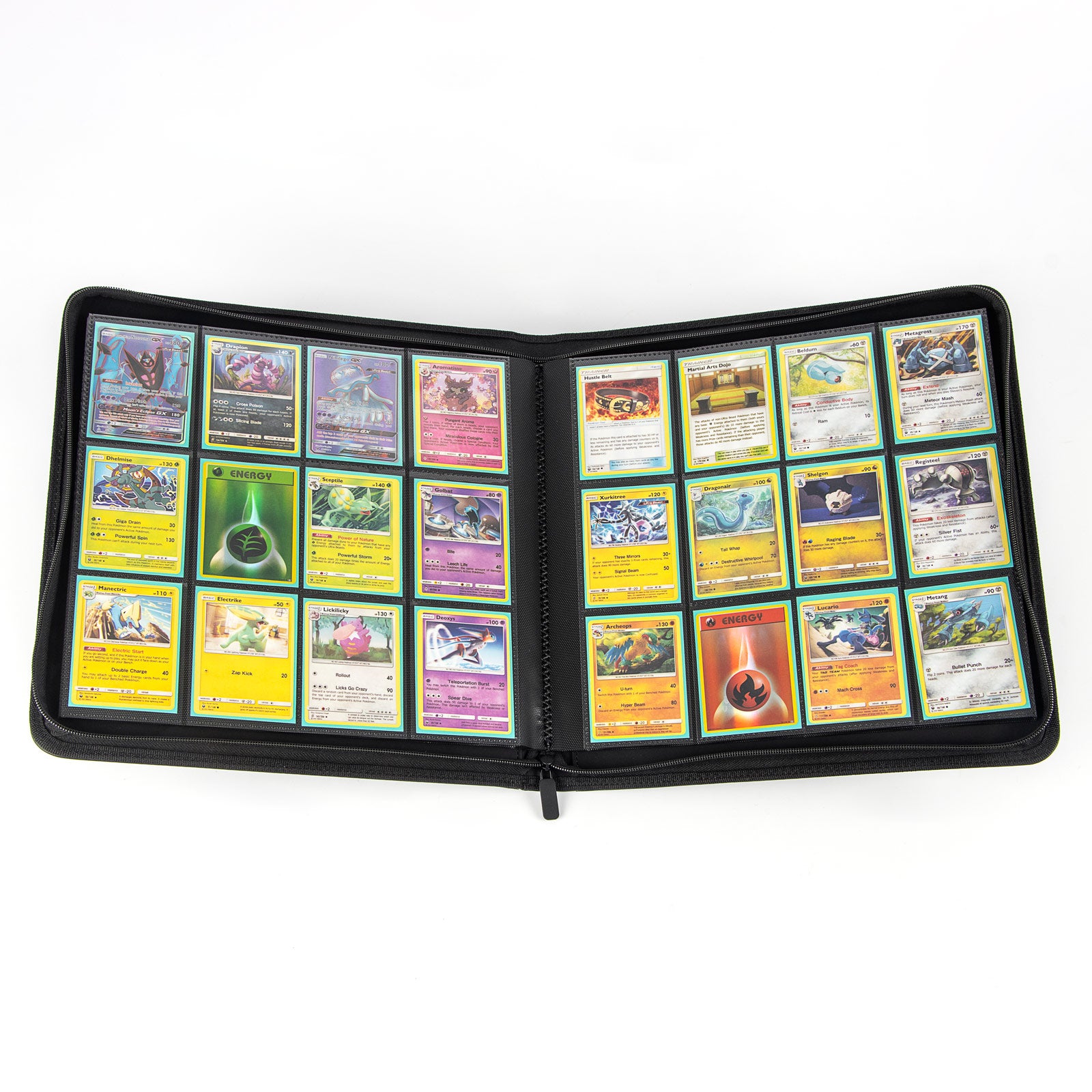 cardcosmos - Raccoglitore con zip premium 12 tasche in pelle - Nero