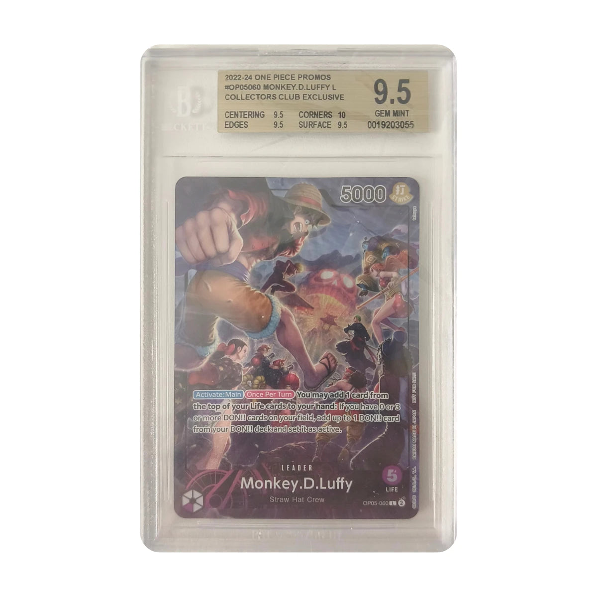 One Piece - Monkey D. Luffy OP05-060 (Collectors Club Exclusive) – Beckett 9.5 Gem Mint
