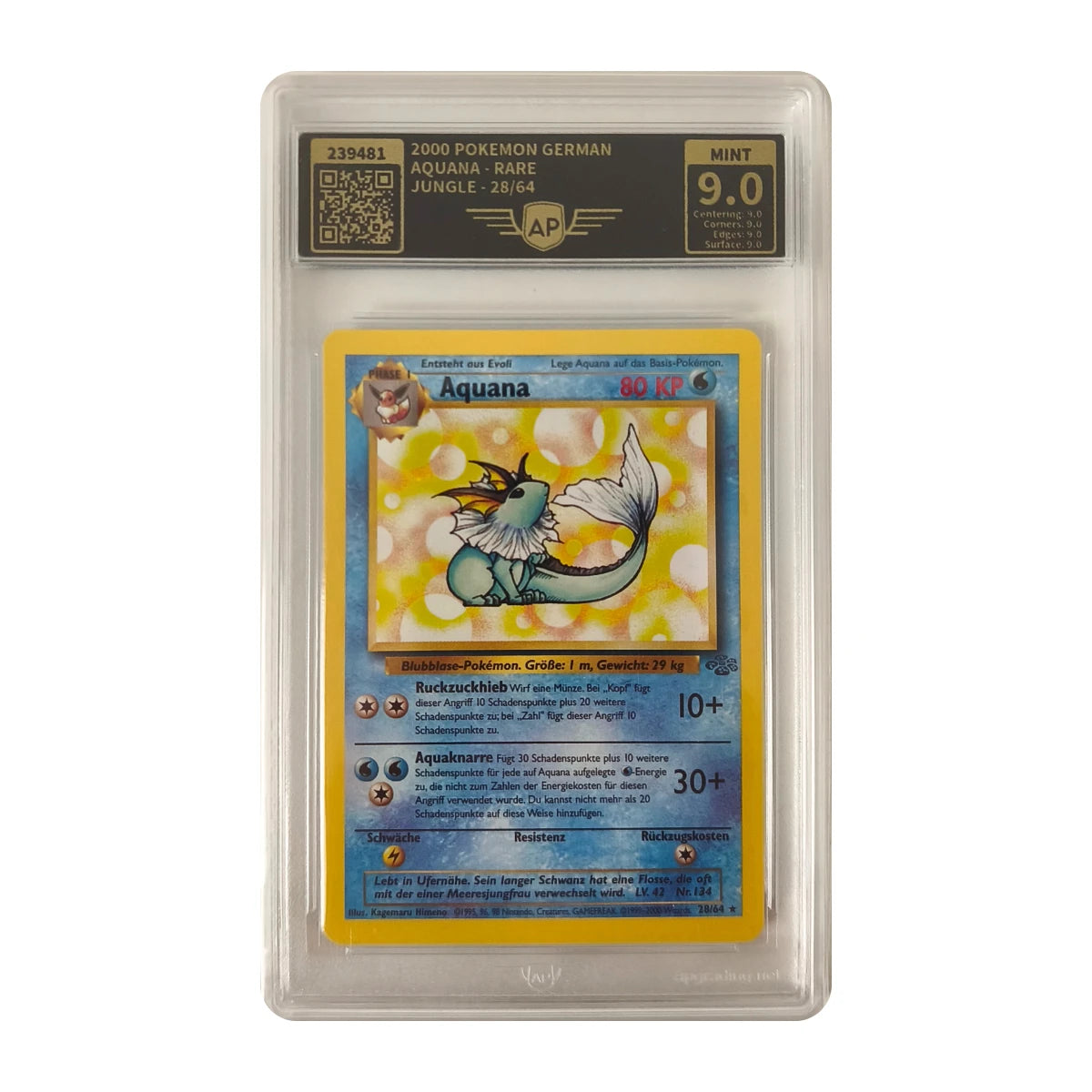Pokémon - Aquana Rare #28/64 (Jungle) – AP Grading 9 Mint