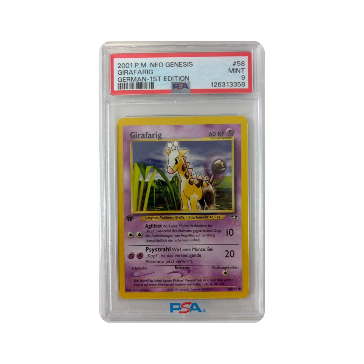 Pokémon - Girafarig #58/111 1st Edition (Neo Genesis) – PSA 9 Mint