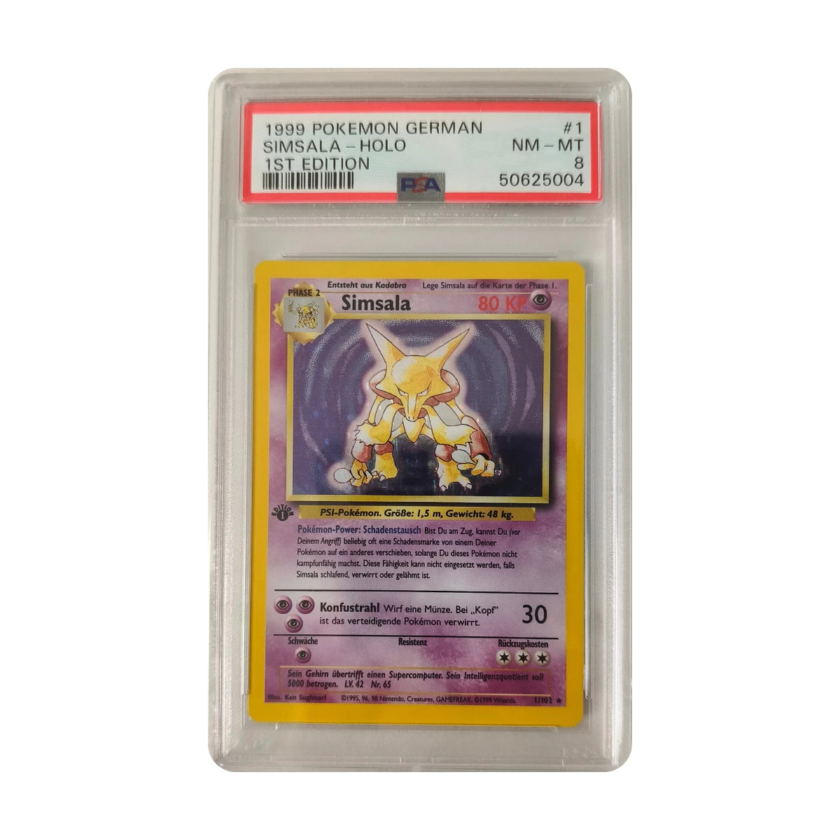 Pokémon - Simsala #1 (Basis Set 1. Edition) – PSA 8 NM-MT