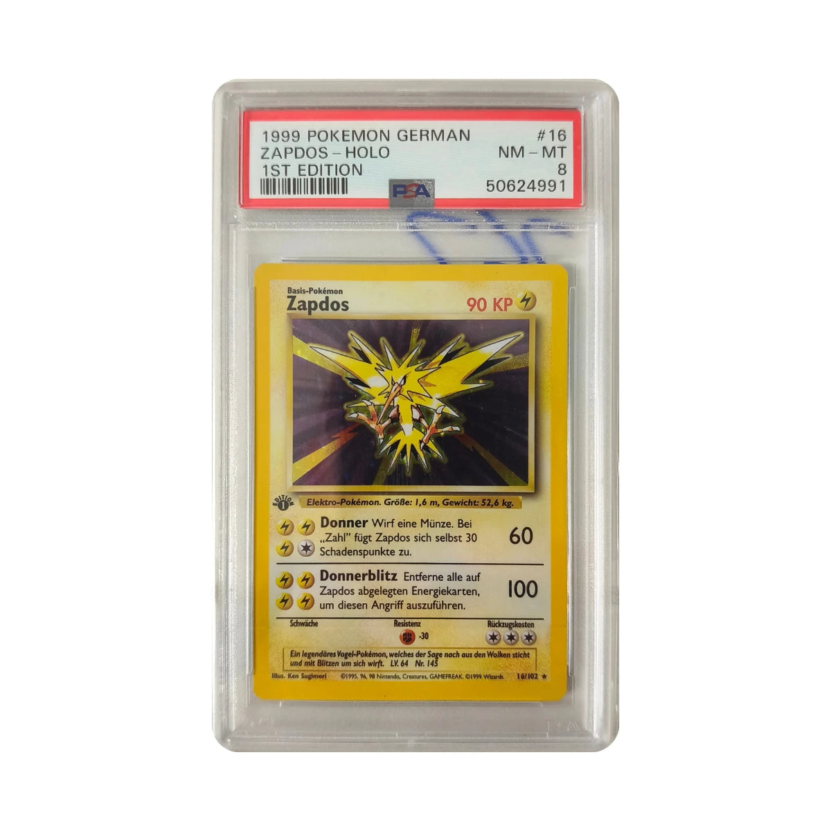 Pokémon - Zapdos #16 (German Base Set) – PSA 8 NM-MT