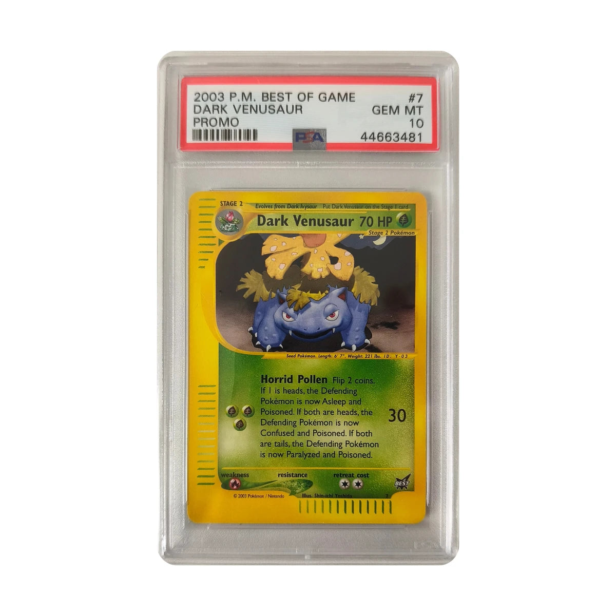 Pokémon - Dark Venusaur #7 (Best of Game Promo) – PSA 10 Gem Mint