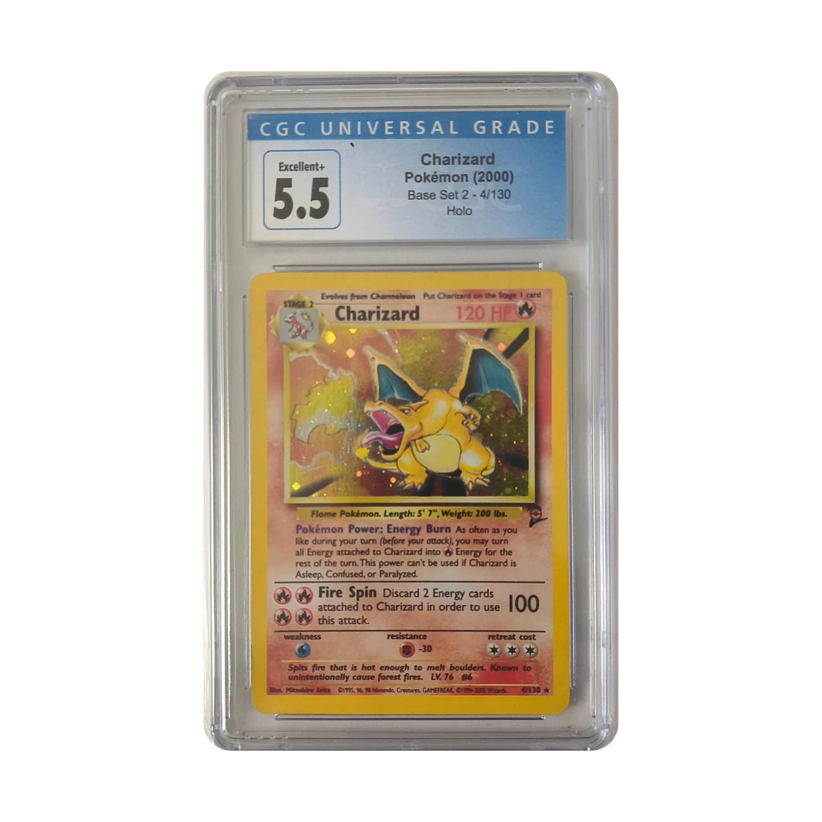 Pokémon - Charizard #4/130 (Base Set 2) – CGC 5.5 Excellent+