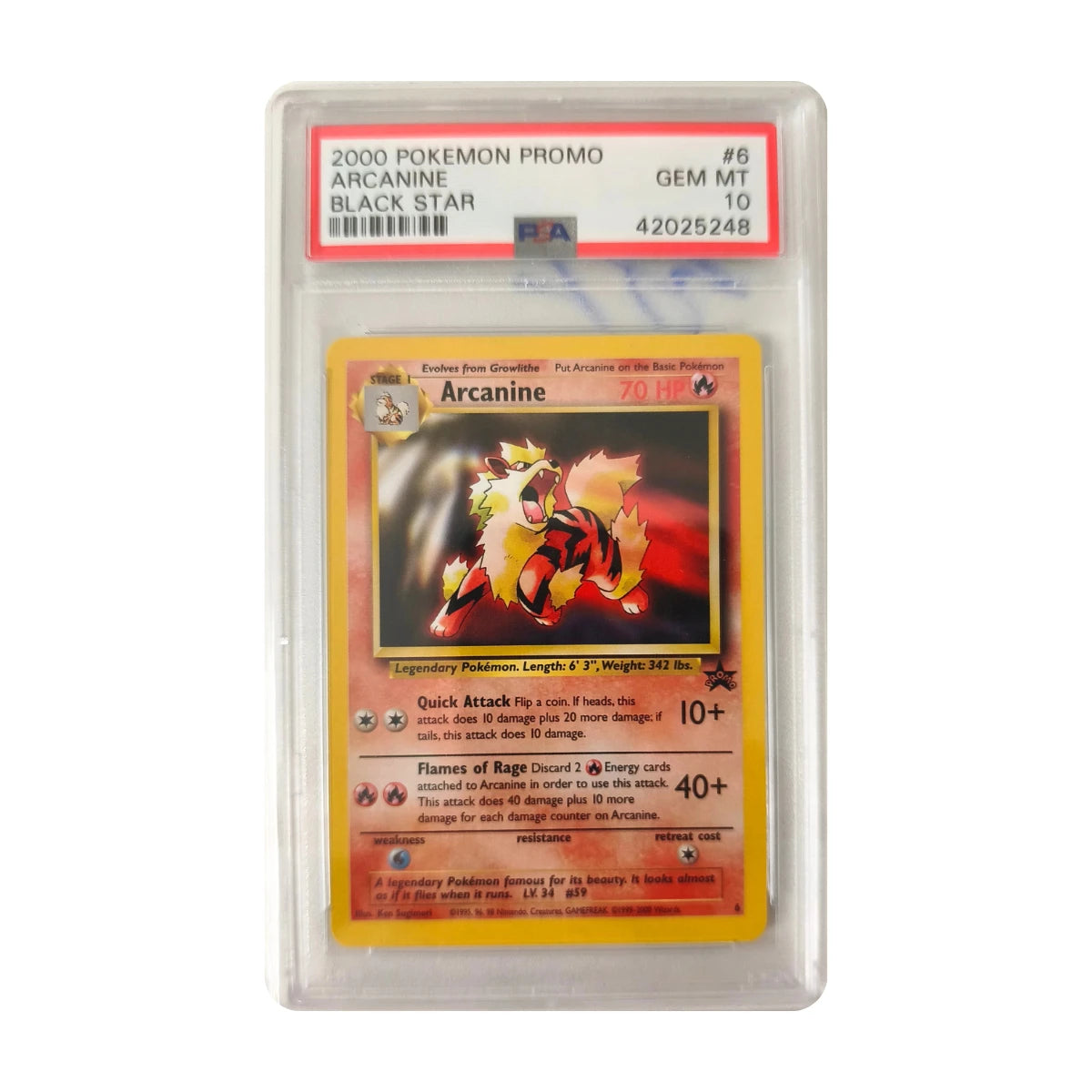Pokémon - Arcanine #6 (Black Star Promo) – PSA 10 Gem Mint