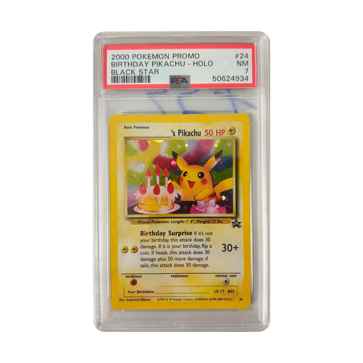 Pokémon - Birthday Pikachu #24 (Black Star Promo) – PSA 7 Near Mint