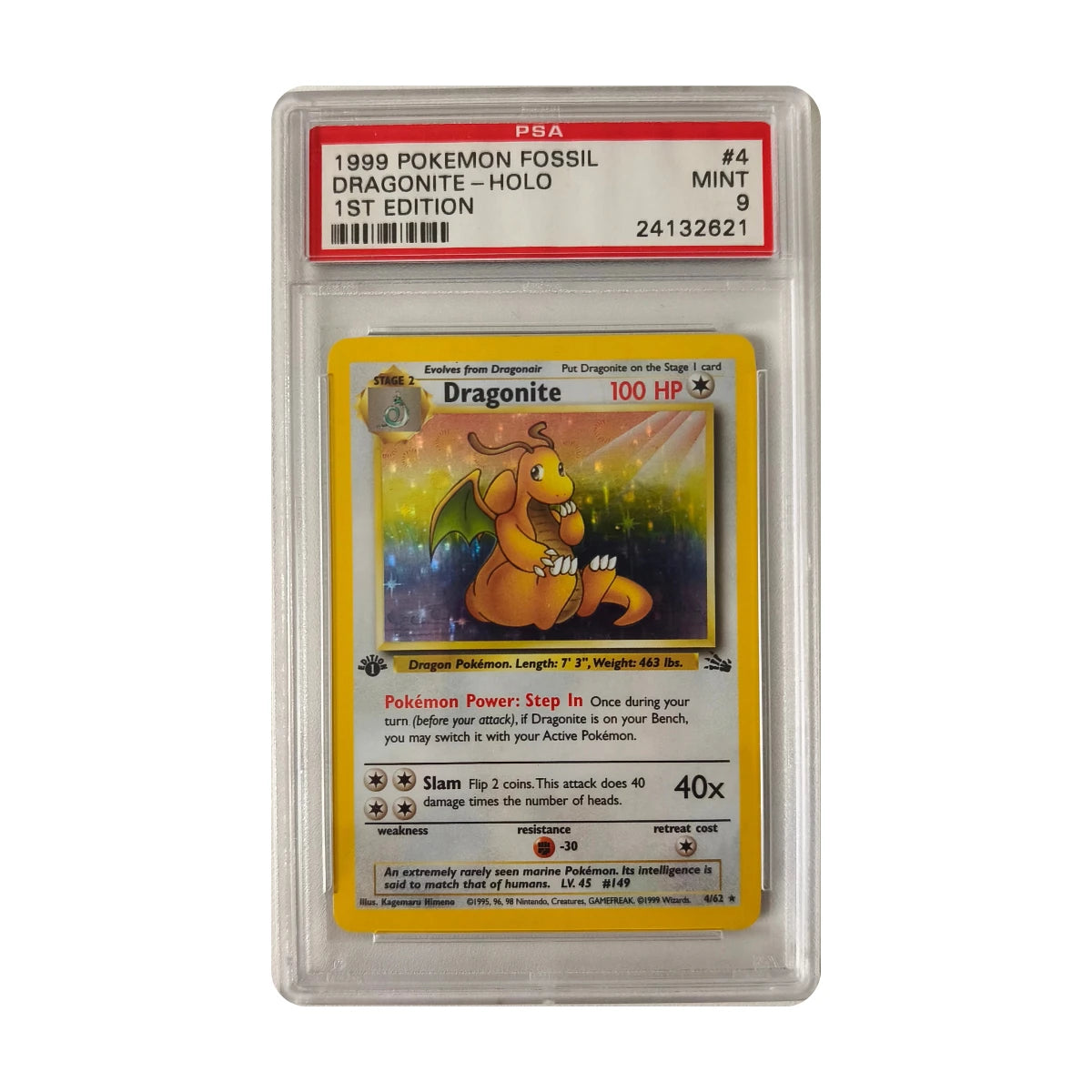 Pokémon - Dragonite #4 (Fossil 1st Edition) – PSA 9 Mint