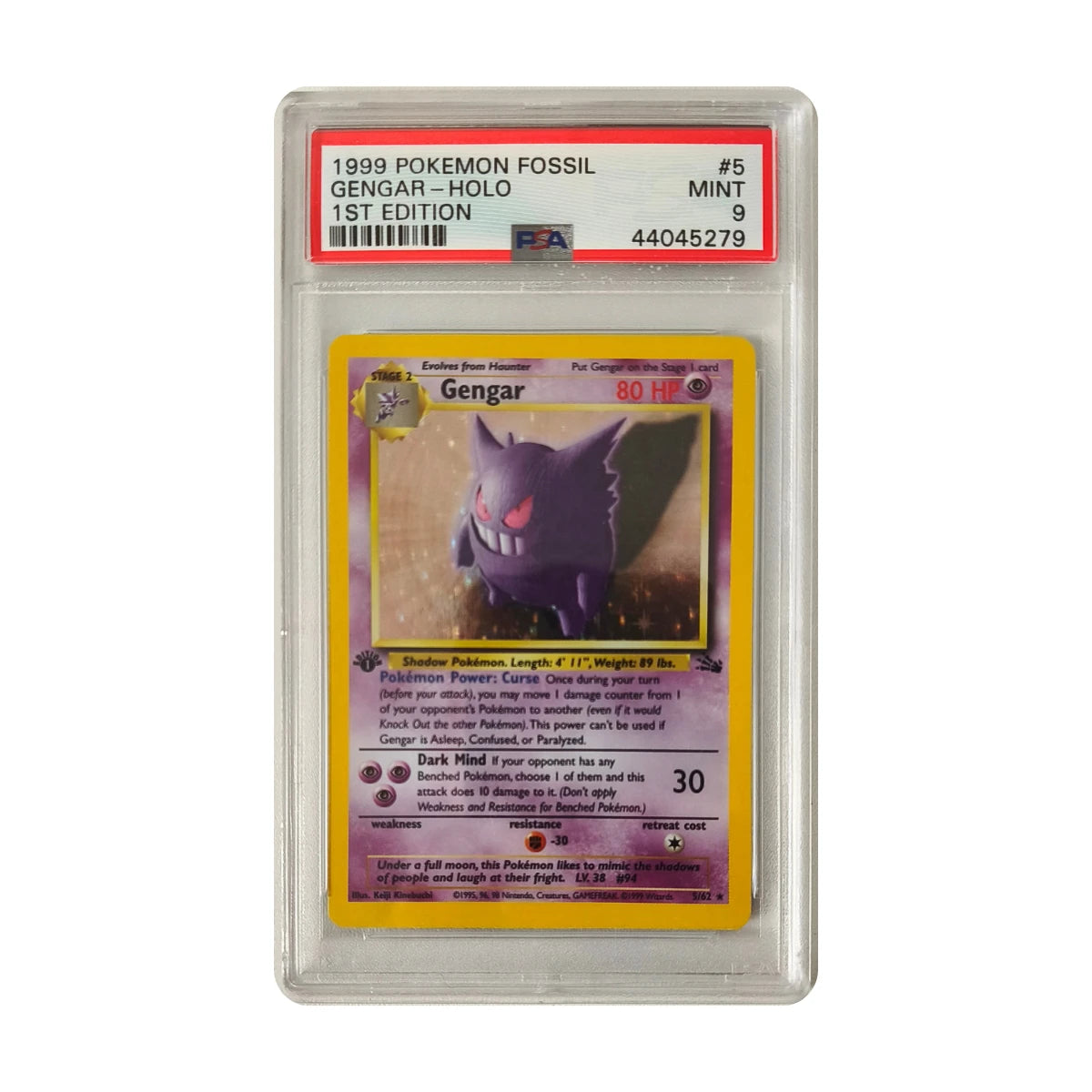 Pokémon - Gengar #5 (Fossil 1st Edition) – PSA 9 Mint