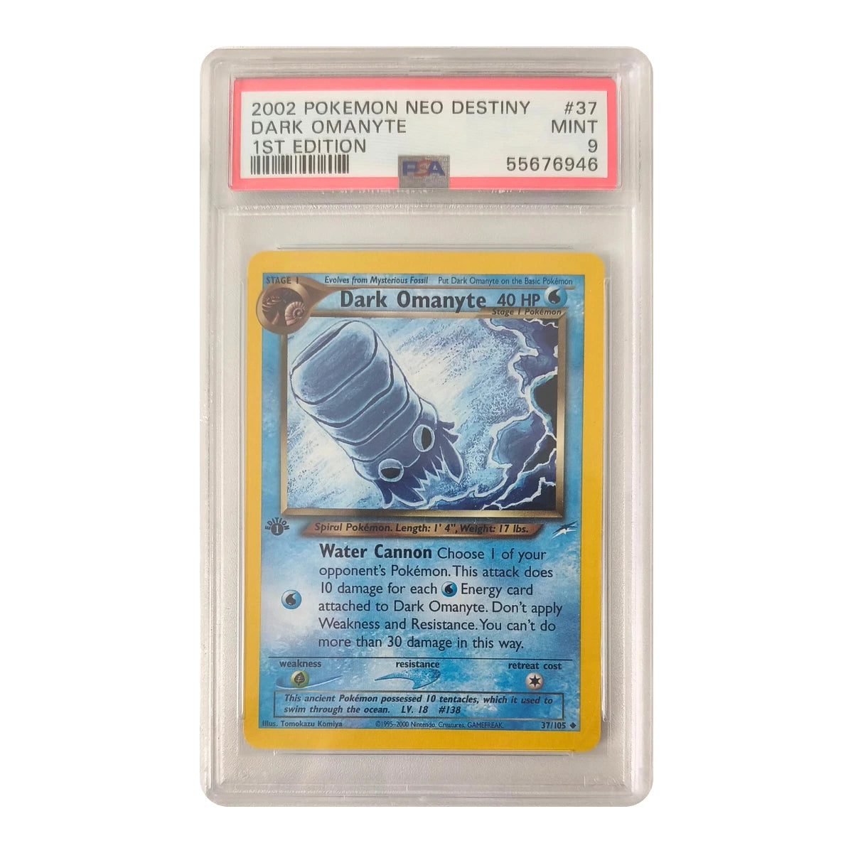 Pokémon - Dark Omanyte #37/105 (Neo Destiny 1st Edition) – PSA 9 Mint