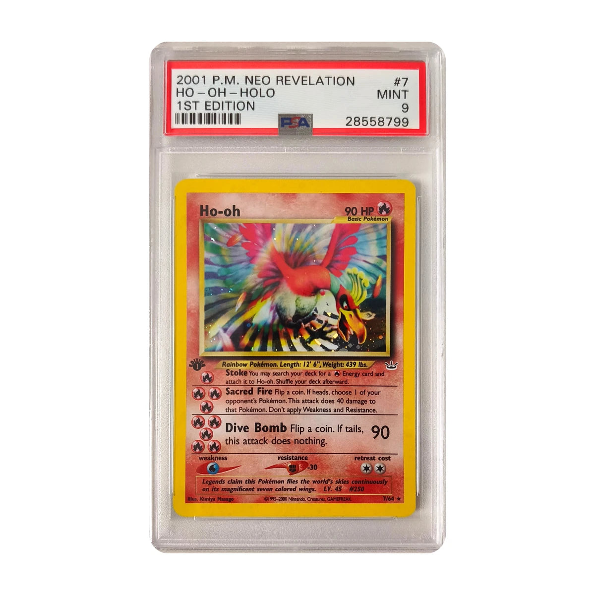 Pokémon - Ho-Oh #7 (Neo Revelation 1st Edition) – PSA 9 Mint