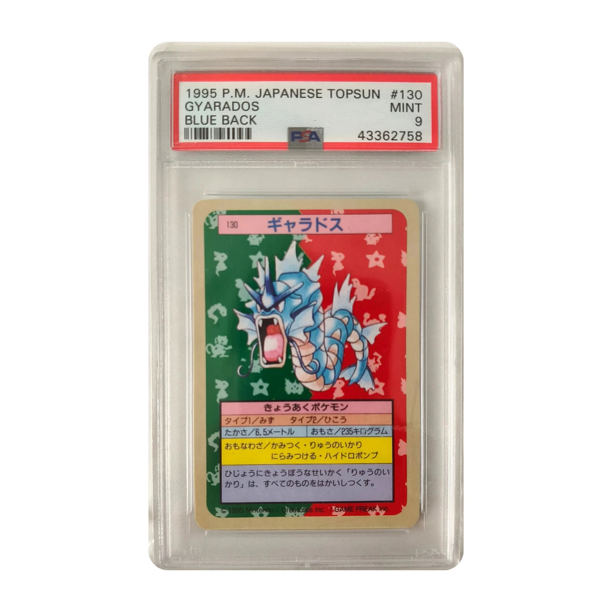 Pokémon - Gyarados #130 (Japanese Topsun Blue Back) – PSA 9 Mint
