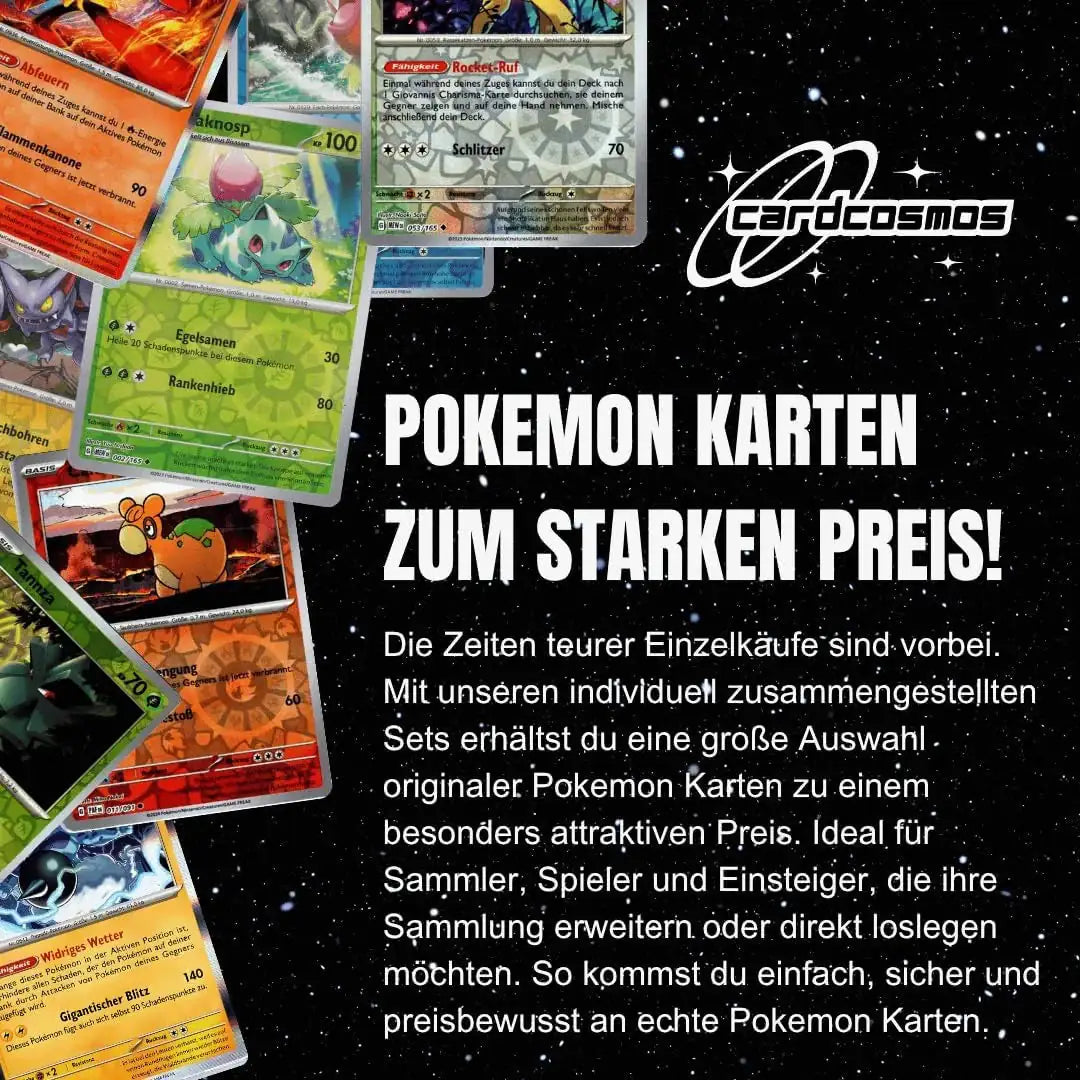 Pokémon Holo Karten Set Deutsch – 100 Holo & Reverse Holo Karten + 100 Kartenhüllen