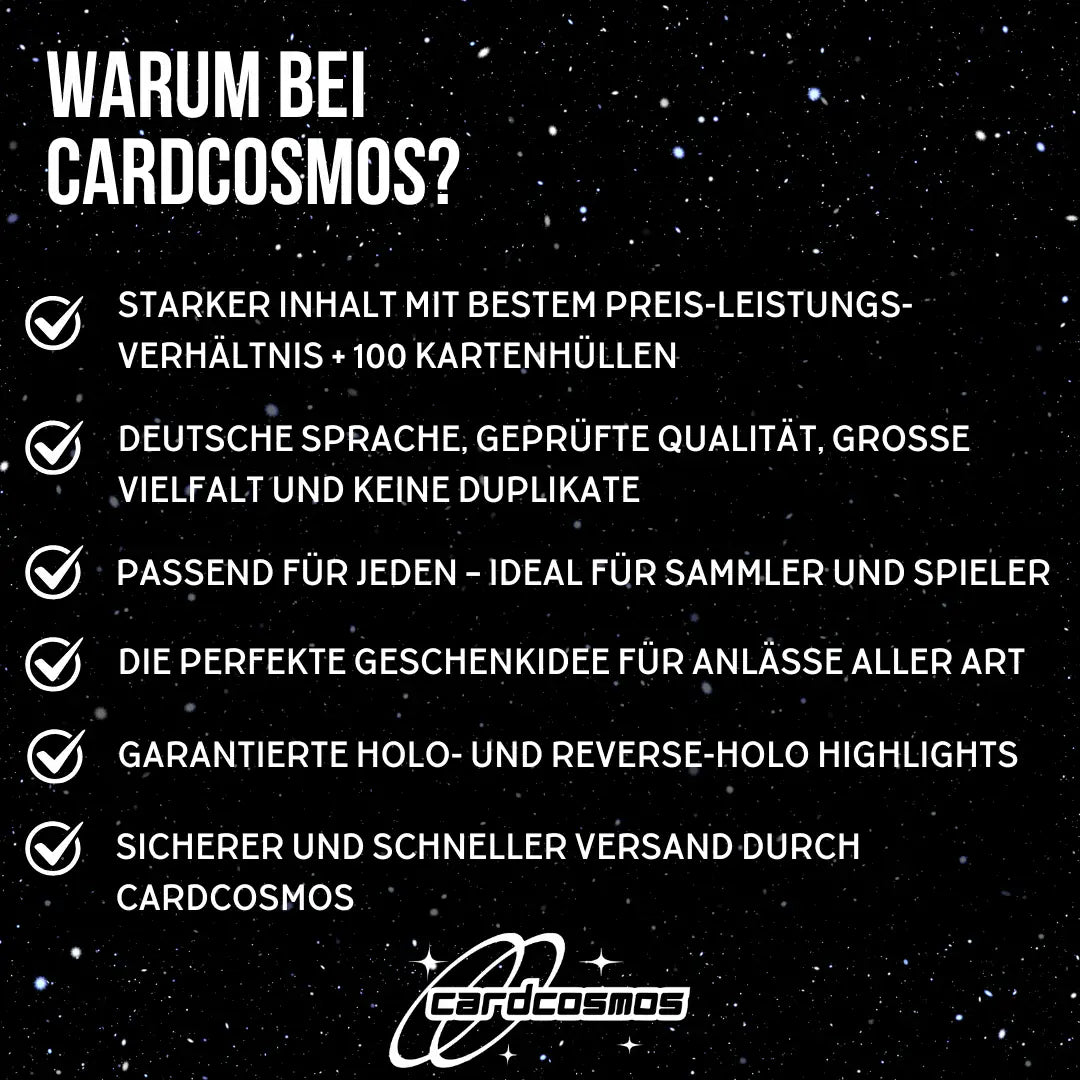 Pokémon Karten Set Deutsch – 50 Karten inkl. 6 Holo + 100 Kartenhüllen