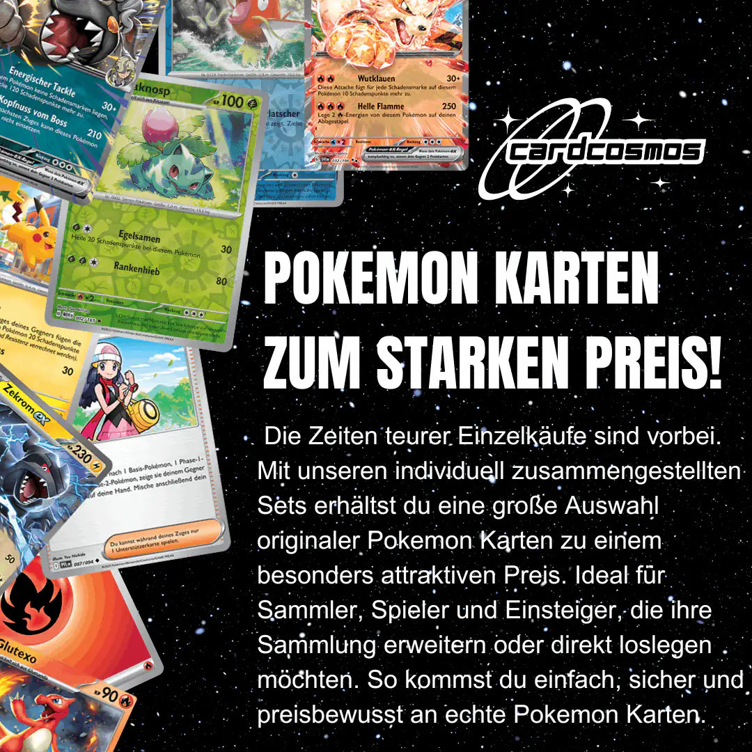 Pokémon Karten Set Englisch – 100 Karten inkl. 12 Holo + 100 Kartenhüllen