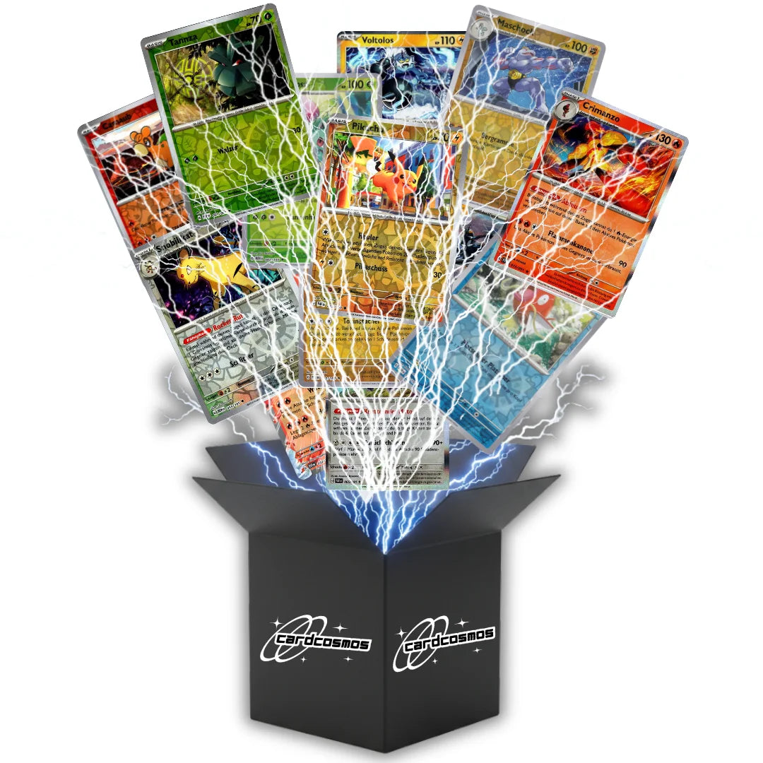 Pokémon Holo Set di carte Tedesco – 50 carte Holo & Reverse holo + 100 bustine protettive