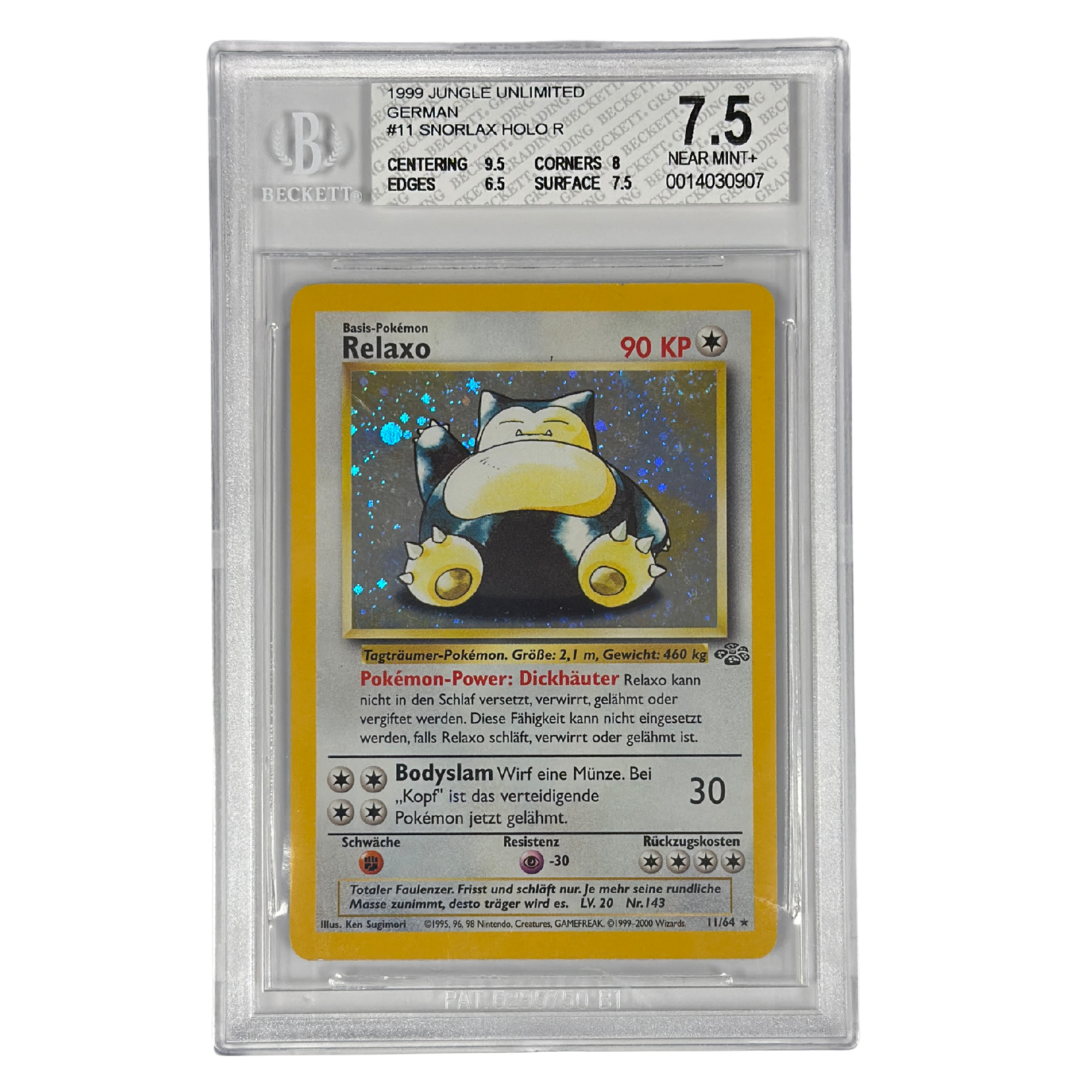 Pokémon - Relaxo Holo #11/64 (Jungle Unlimited) – BGS 7.5 Near mint+