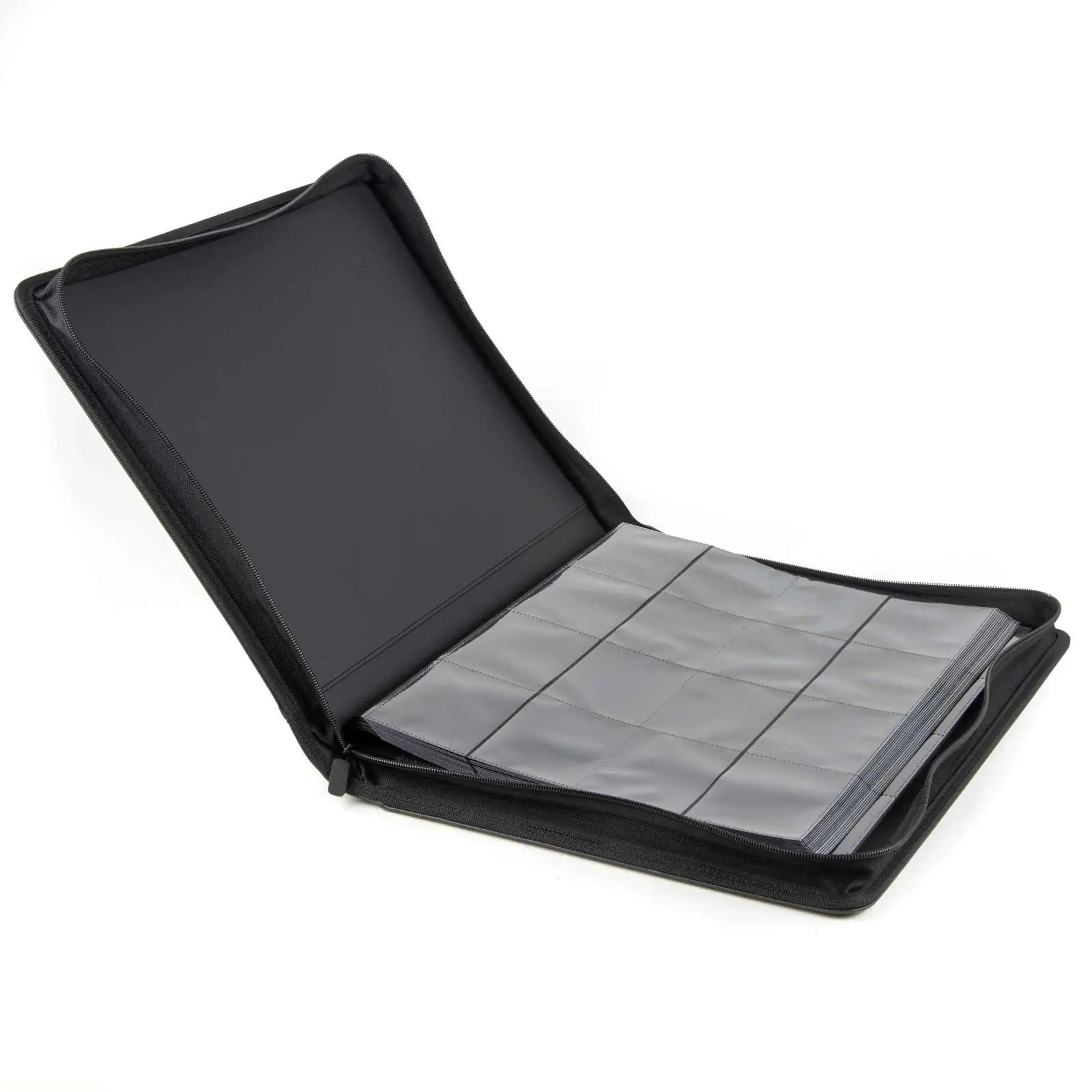 cardcosmos - 16 Pocket Zip Premium XXL Leather Binder - Schwarz